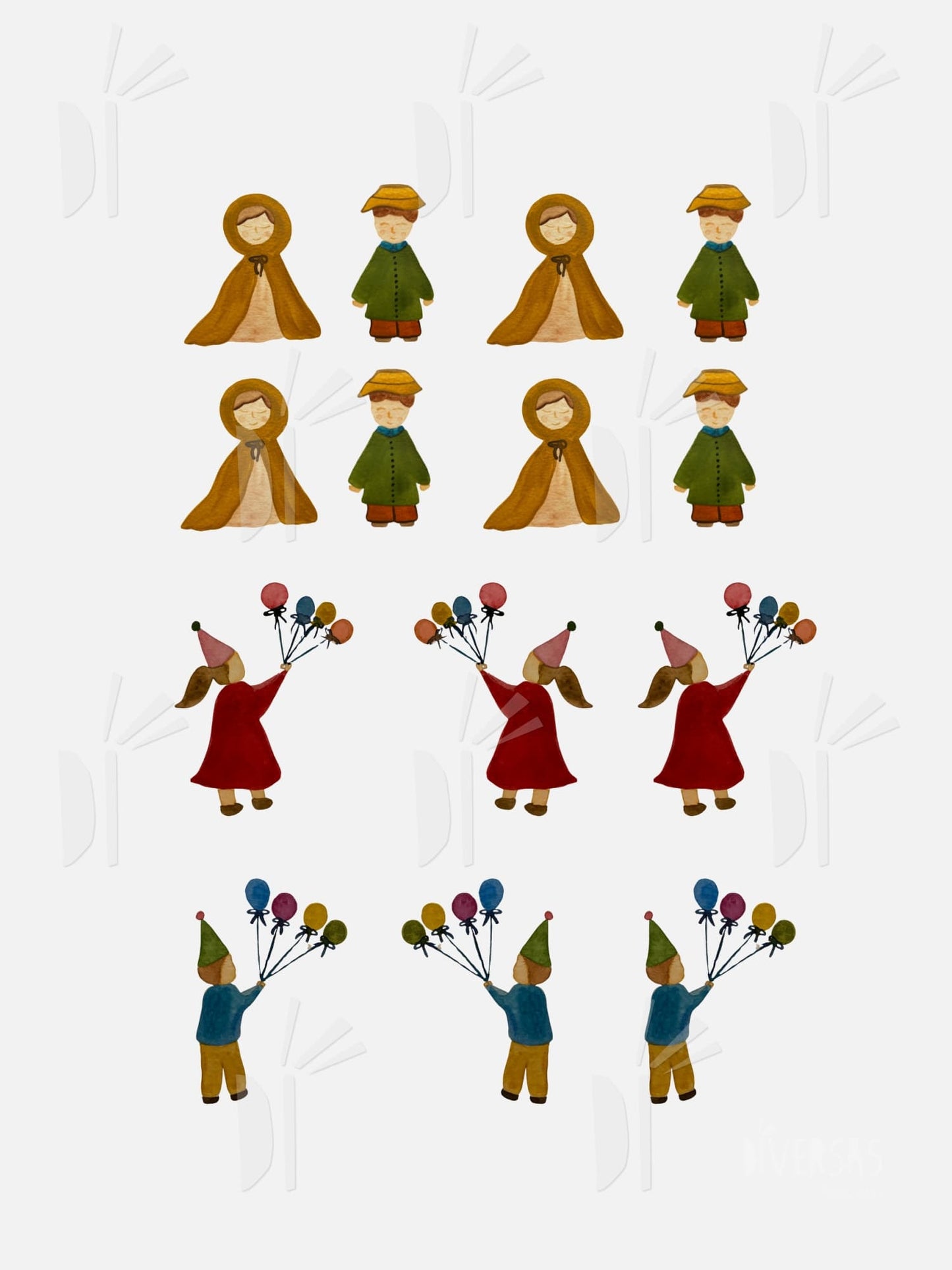 Set de stickers "Hadas, Duendes y Niños"