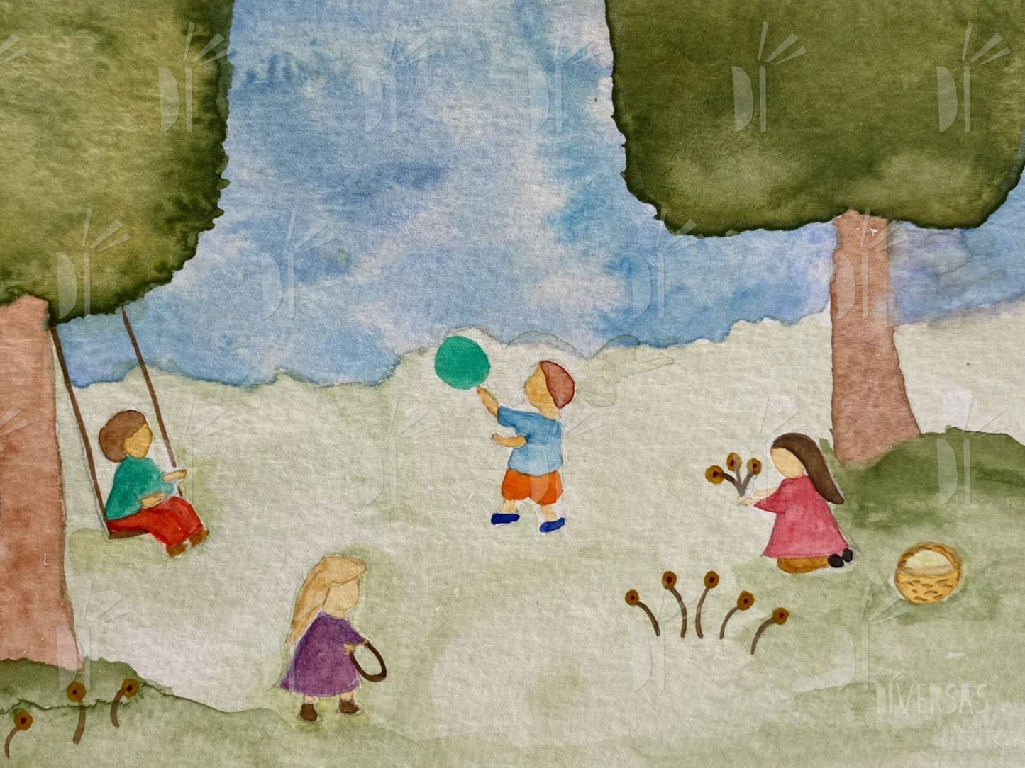 Set de 3 postales "Niños y Estaciones"